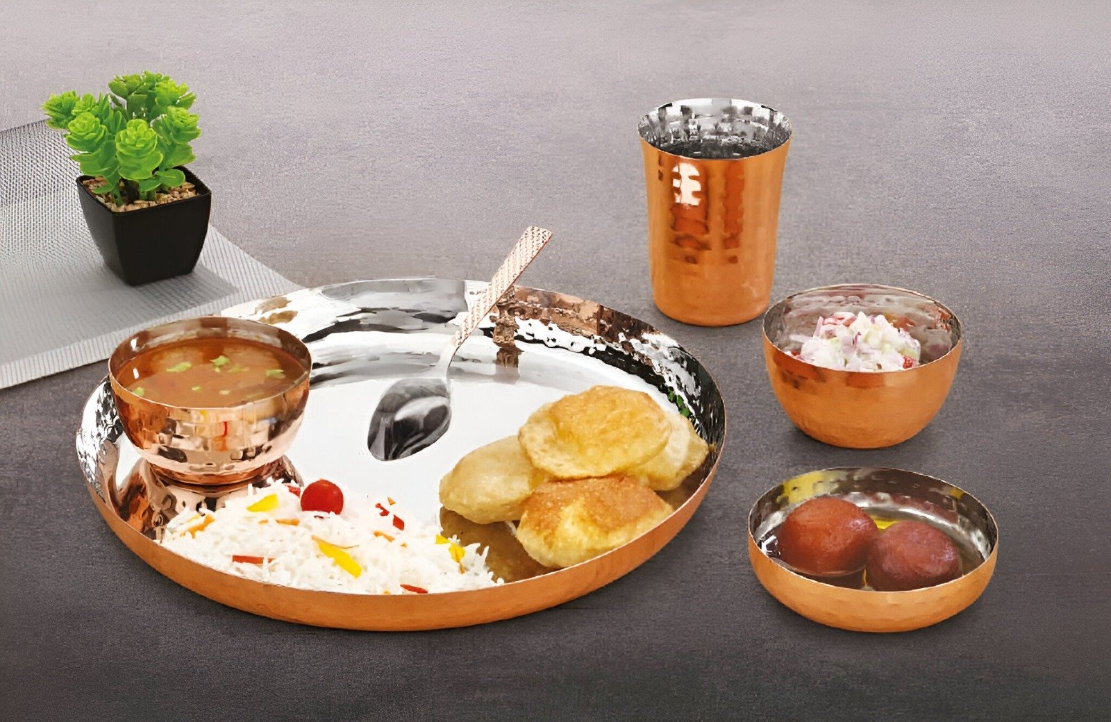 6 pcs Hammered Copper finish Set